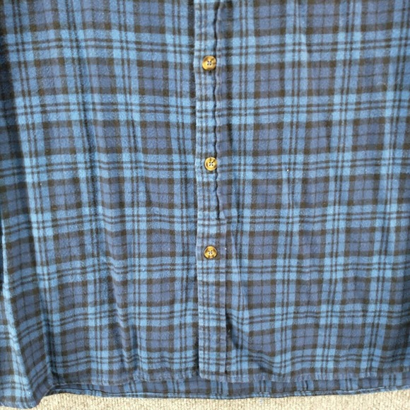 Boston Traders Men's Flannel Button-Down Shirt Blue Black XXL Plaid 100% Cotton - Picture 4 of 12